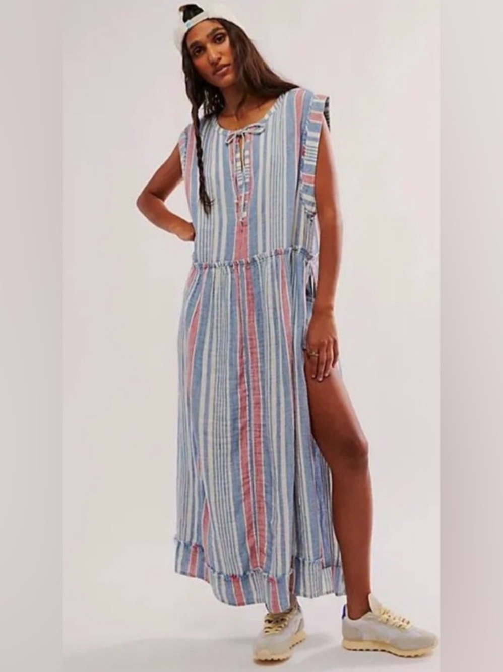 Free People We The Free Surf Stripe Oversized Split Maxi Top